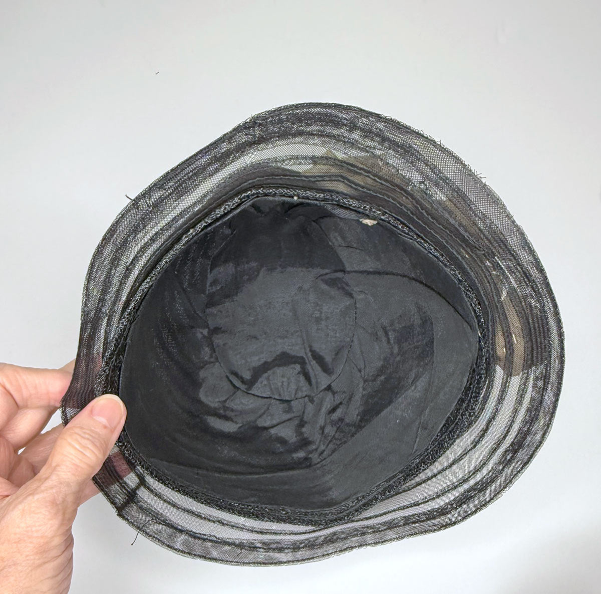 20s Cloche Vintage Hat Floral Trim Horsehair &amp; Straw Narrow Brim VFG