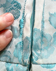 60s Vintage Tiffany Blue Brocade Formal Dress Audrey Evening Gown Small VFG