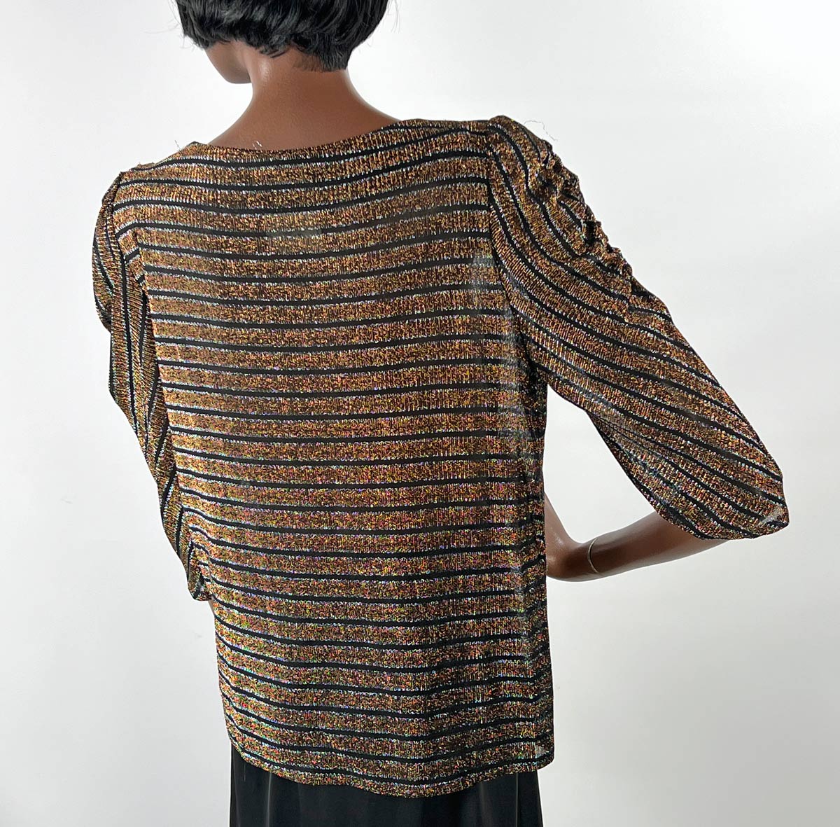 70s Sparkly Striped Lurex Club Wear Top Jackie Oh! VFG