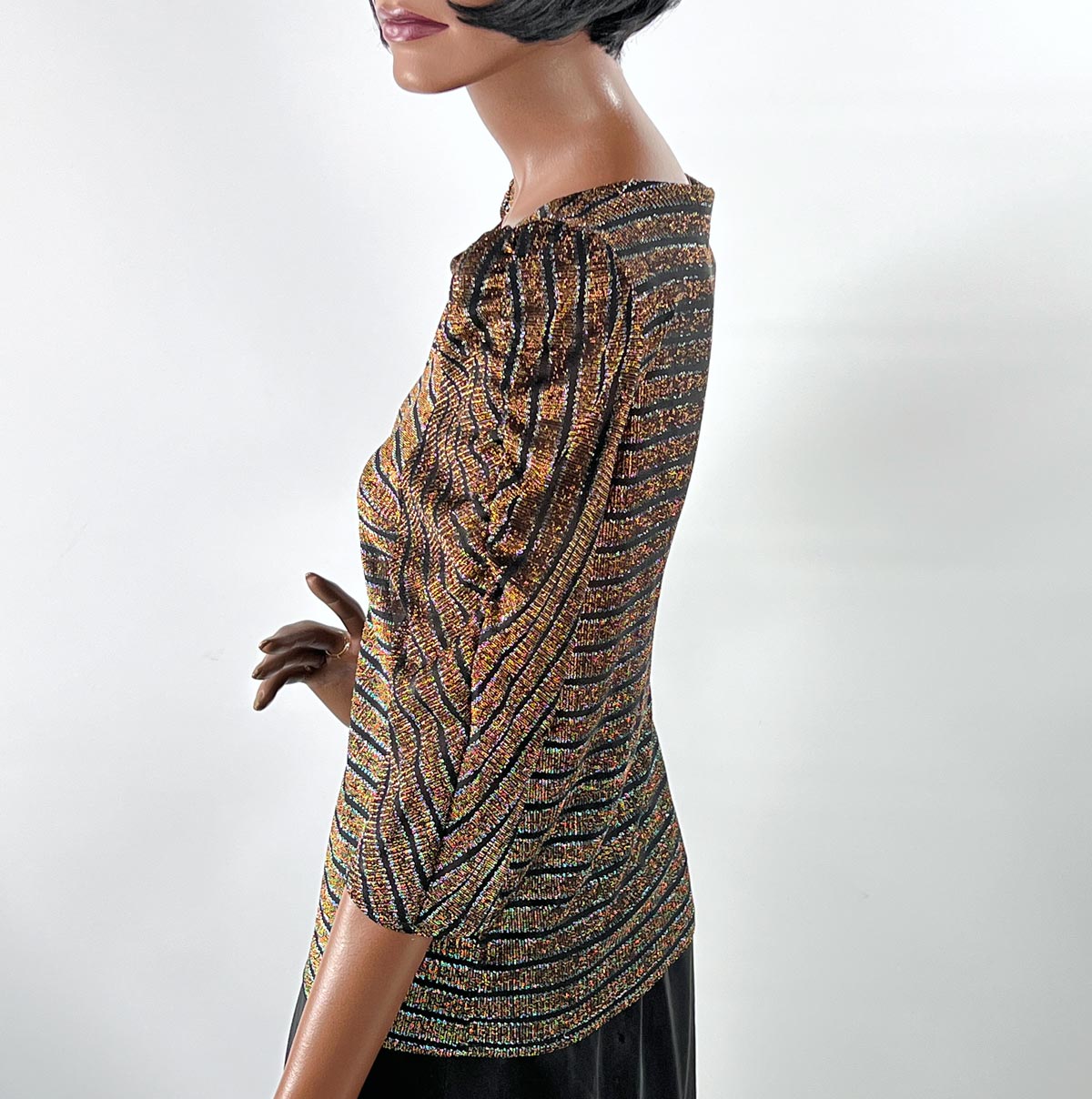 70s Sparkly Striped Lurex Club Wear Top Jackie Oh! VFG
