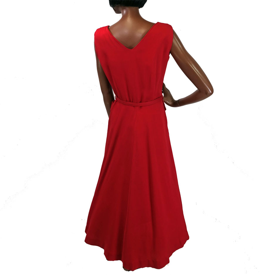 50s Red Gab Sun Dress Women's Vintage New Old Stock Medium Jane Jordan VFG