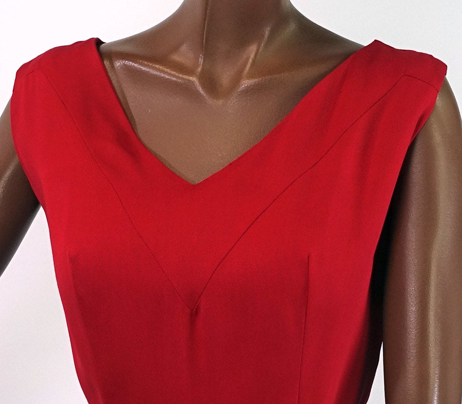 50s Red Gab Sun Dress Women's Vintage New Old Stock Medium Jane Jordan VFG