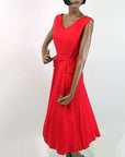 red gabardine full skirted sundress NOS