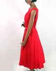 50s Red Gab Sun Dress Women's Deadstock Vintage Medium Jane Jordan VFG