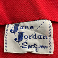 50s Red Gab Sun Dress Women's Vintage New Old Stock Medium Jane Jordan VFG
