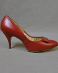 50s Red Stiletto Shoes 60s High Heels Women's Vintage Johnsonette 8.5 VFG