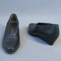 Vintage 80s Charles Jourdan Heels Wedge Sculptural Shoes Stingray Leather 7.5 VFG