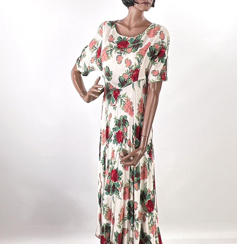80s 90s Vintage Floral Print Dress Women's Romantic Grunge VFG Karen Kane