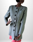 Women's Emmanuelle Khanh Jacket 80s Vintage Houndstooth Peplum Large VFG