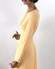 70s Long Nightgown Vintage Brushed Jersey Peach S/XS John Kloss Cira VFG