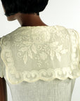 Vintage 70s Boho Blouse Top Gauze & Lace Sailor Collar Small to Extra Small VFG