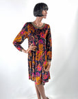 70s Panne Velvet Mini Dress Paisley & Sparkle Carole Little VFG