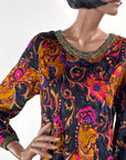 70s Panne Velvet Mini Dress Paisley & Sparkle Carole Little VFG