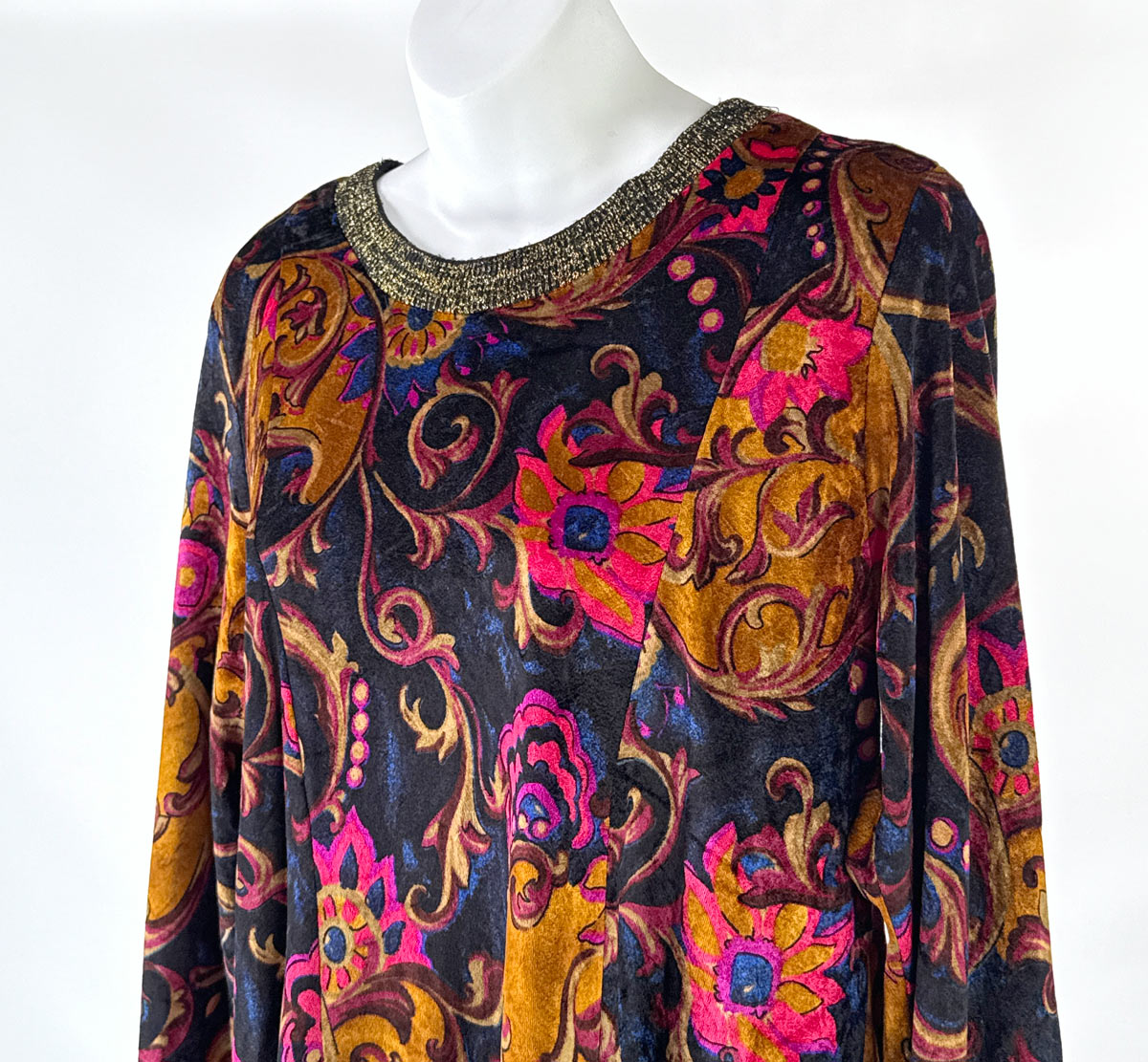 70s Panne Velvet Mini Dress Paisley &amp; Sparkle Carole Little VFG