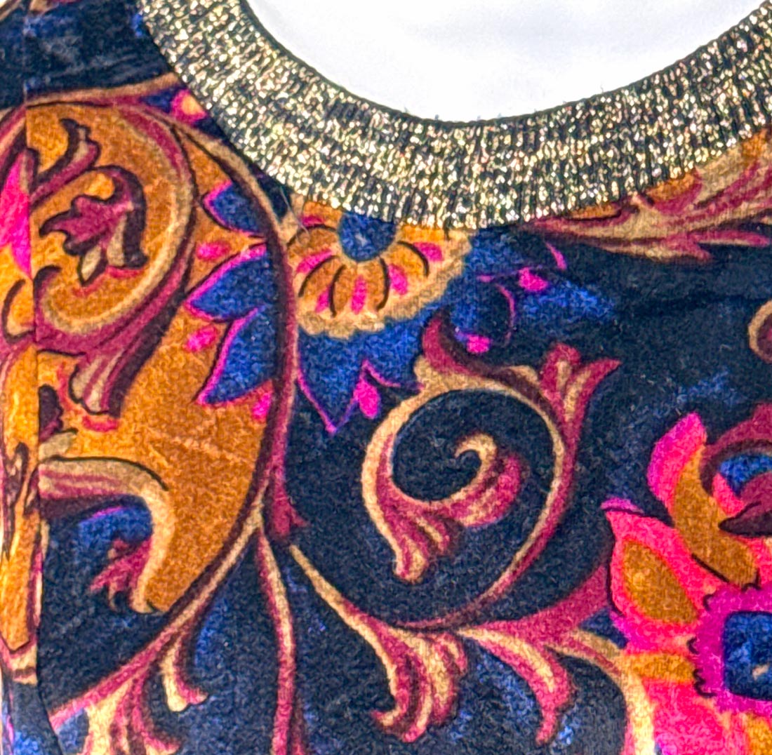 70s Panne Velvet Mini Dress Paisley &amp; Sparkle Carole Little VFG