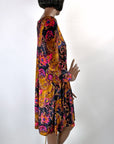 70s Panne Velvet Mini Dress Paisley & Sparkle Carole Little VFG