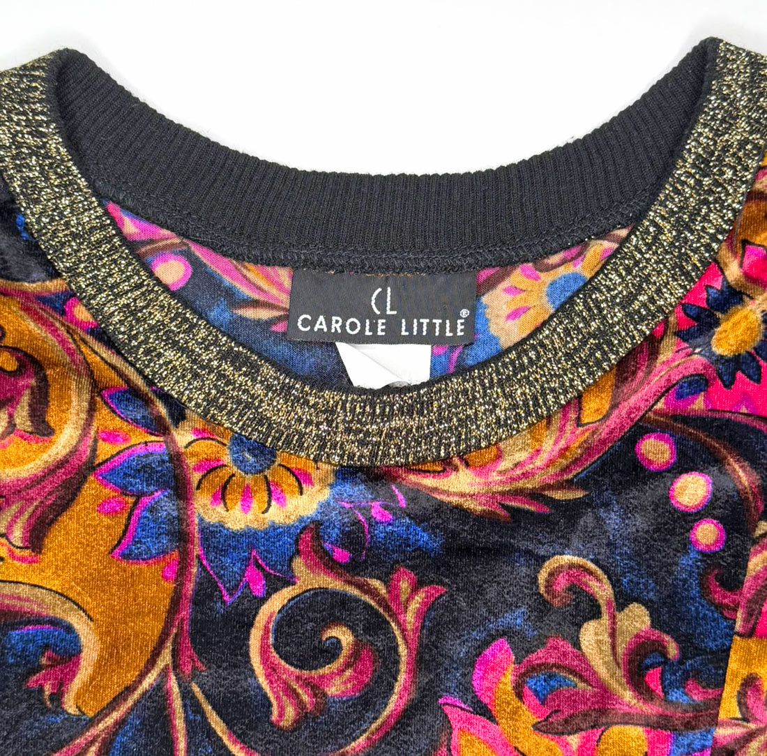 70s Panne Velvet Mini Dress Paisley &amp; Sparkle Carole Little VFG