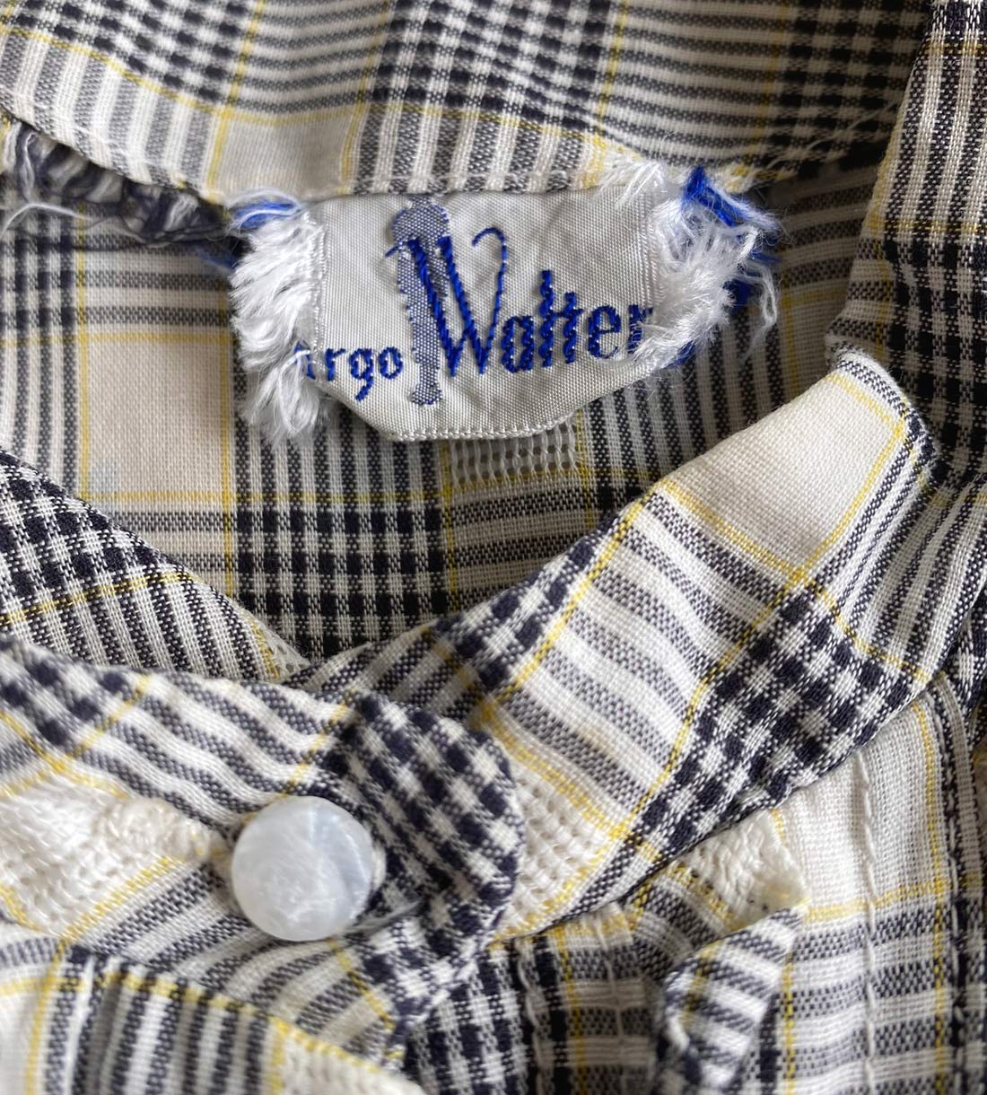 50s Vintage Summer Dress 60s Full Skirt Novelty Plaid Ruffle Front M/L Margo Walter VFG