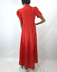 Red Dressing Gown 30s Vintage Robe M/L As-is Marianne Frocks VFG