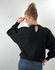 Women's 80s Gem Sweater Cropped 90s Pullover Hong Kong Beaded Sequinned Pearls Mariea Kim VFG