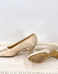 30s Vintage White Satin Pumps Bridal Mary Jane VFG