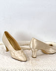 30s Vintage White Satin Pumps Bridal Mary Jane VFG