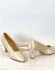 30s Vintage White Satin Pumps Bridal Mary Jane VFG