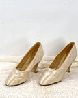 30s Vintage White Satin Pumps Bridal Mary Jane VFG