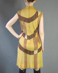 60s Mod Gold Metallic Dress Vintage Op Art Modest Small Mason Edwards VFG