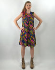 60s Mod Mini Dress Bold Plaid Trapeze As Is Small VFG
