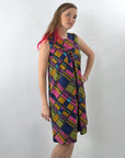 60s Mod Mini Dress Bold Plaid Trapeze As Is Small VFG