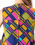 60s Mod Mini Dress Bold Plaid Trapeze As Is Small VFG