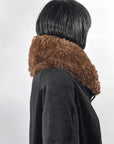 20s Cocoon Coat Mohair Plush Fur Collar Women's Vintage M/L VFG