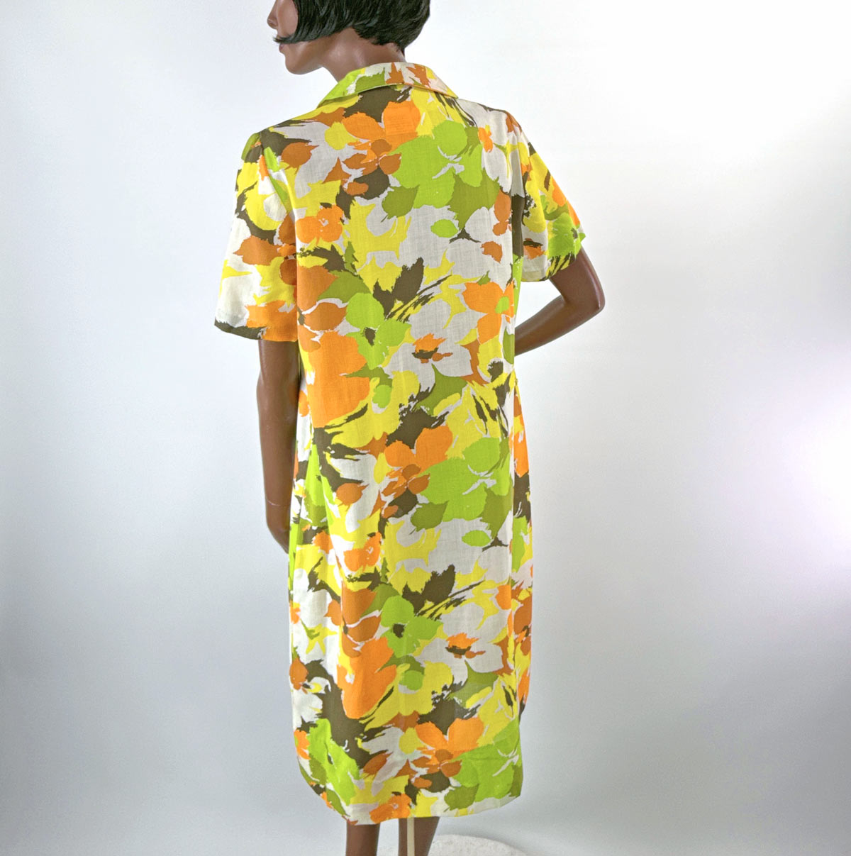 Vintage 60s Day Dress Floral Print Deadstock Earth Tones L/XL