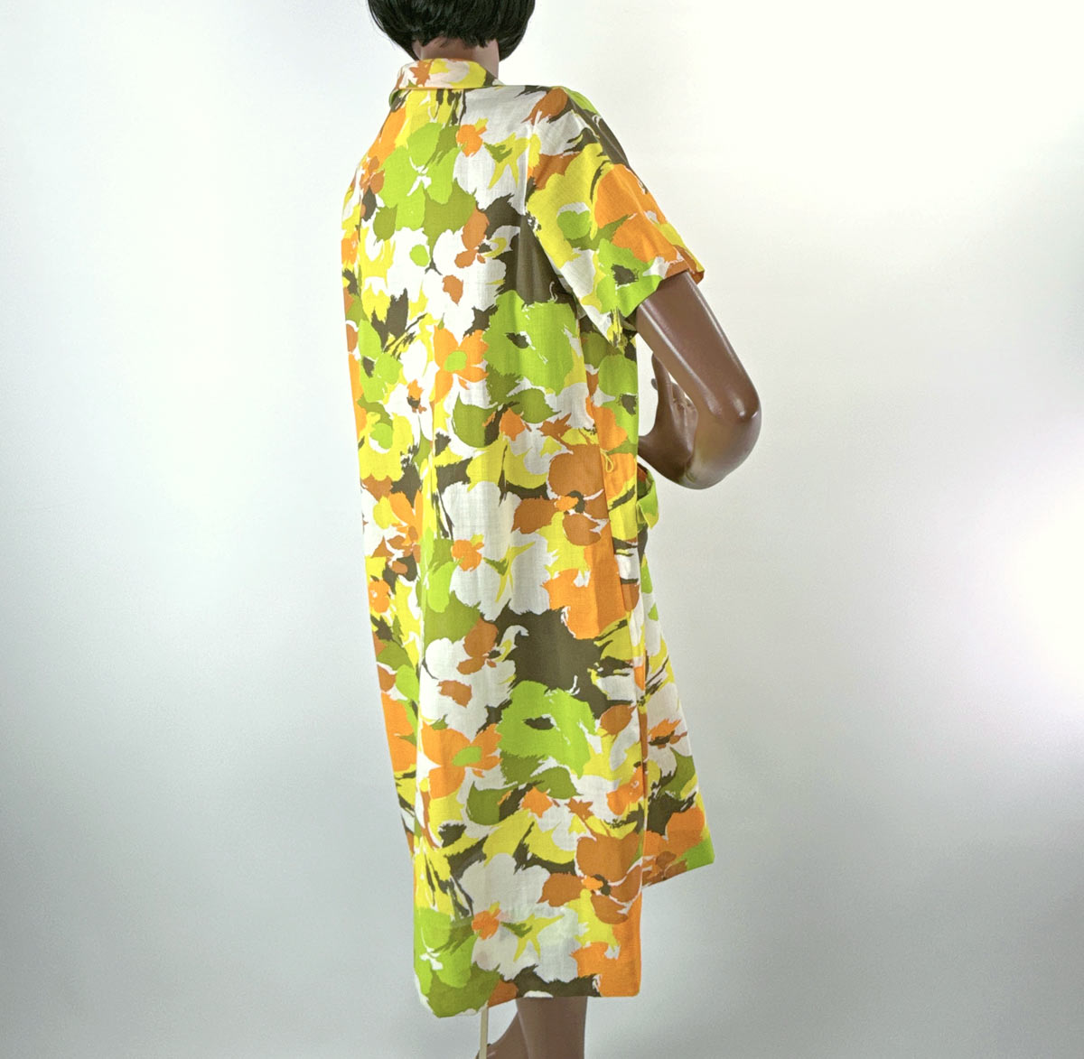 Vintage 60s Day Dress Floral Print Deadstock Earth Tones L/XL