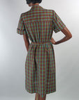 Deadstock 50s 60s Day Dress Plaid Shirtwaist Style Vintage Shift Large Nancy Frock Dan River VFG