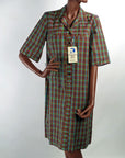 Deadstock 50s 60s Day Dress Plaid Shirtwaist Style Vintage Shift Large Nancy Frock Dan River VFG