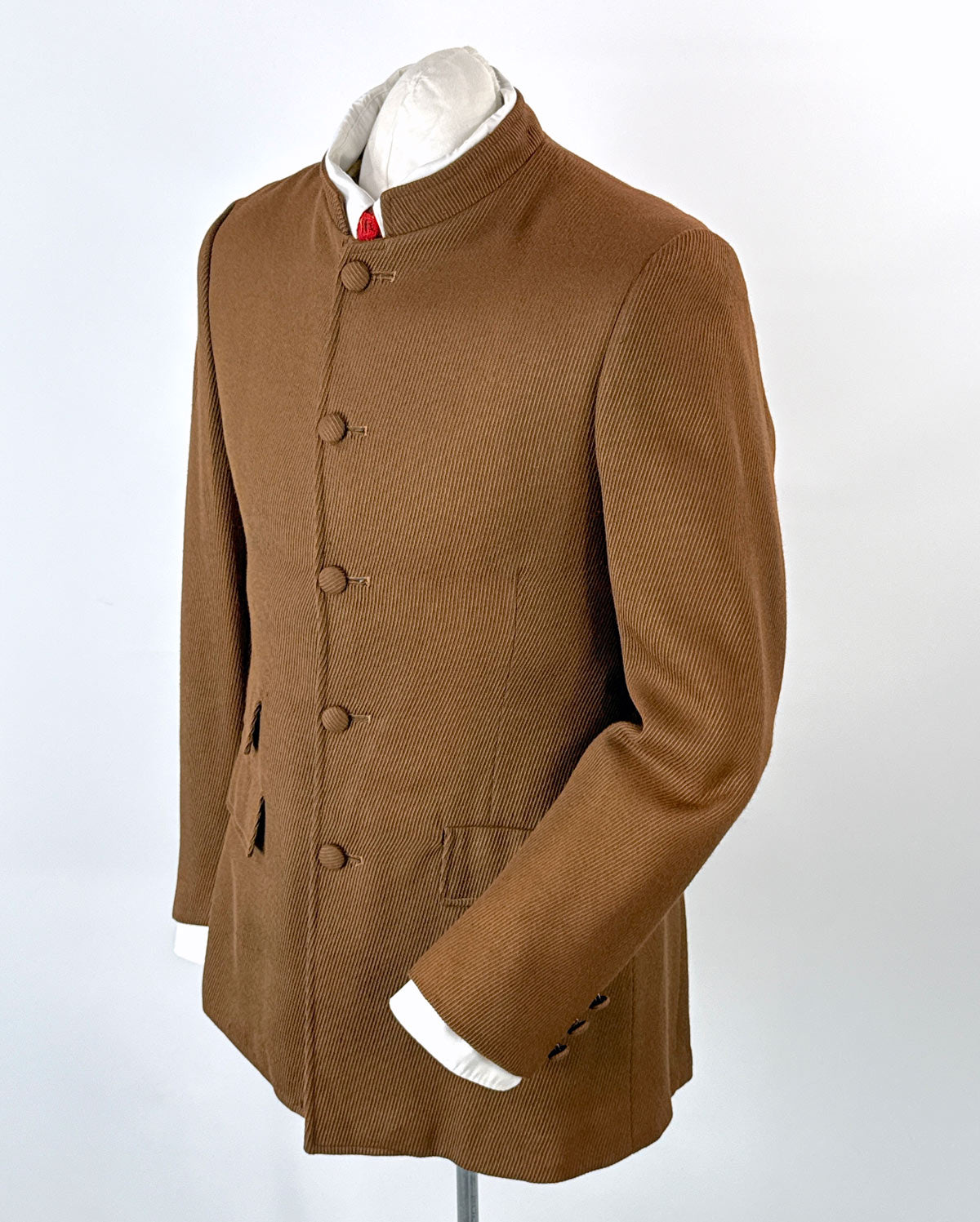 Vintage 60s Men&#39;s Mod Brown Nehru Jacket S 38 VFG