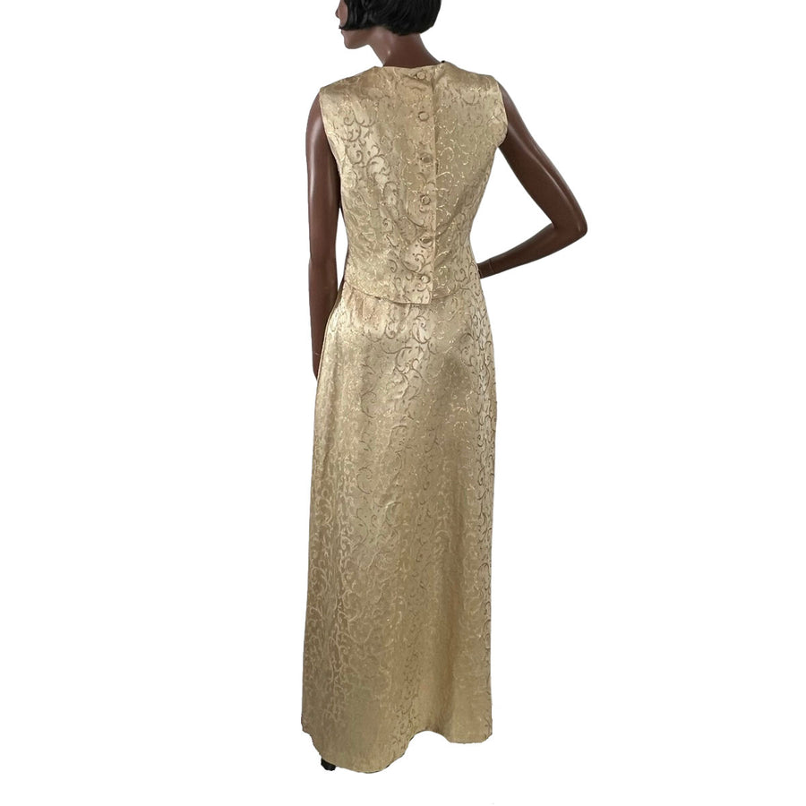 Vintage 60s Gold Brocade Women's Blouse Skirt Evening Set Medium Nelly de Grab VFG