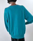 80s 90s Men's Pullover Sweater Turquoise Cashmere Large Norm Thompson VFG