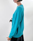 80s 90s Men's Pullover Sweater Turquoise Cashmere Large Norm Thompson VFG