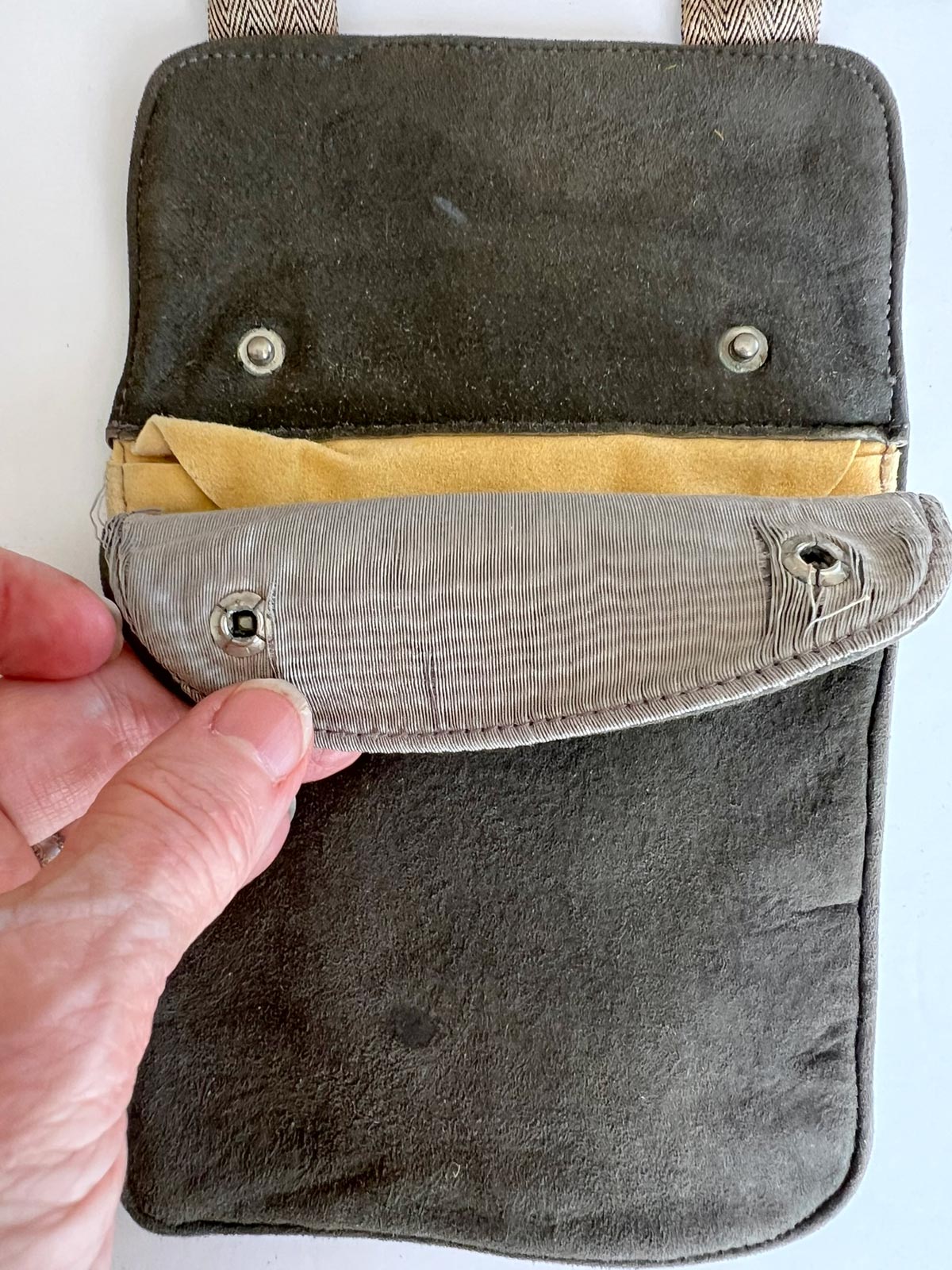 Antique Suede Concealed Money Belt Pouch Travel Wallet Vintage 20s O&#39;Connor Moffat VFG