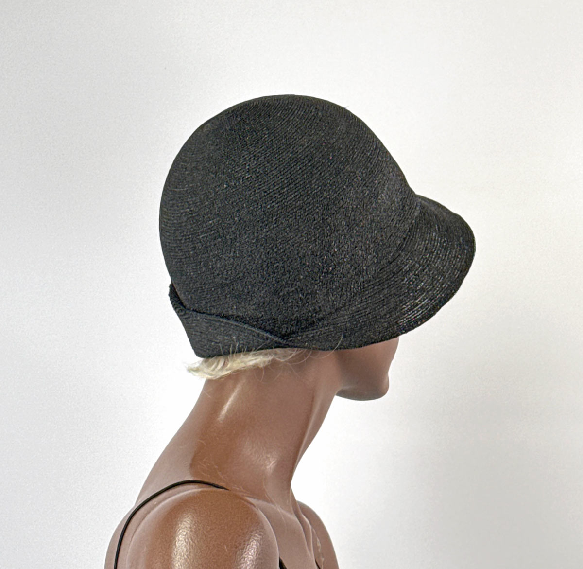 Vintage 20s Cloche Hat Asymmetrical Wing Avant Garde Straw VFG