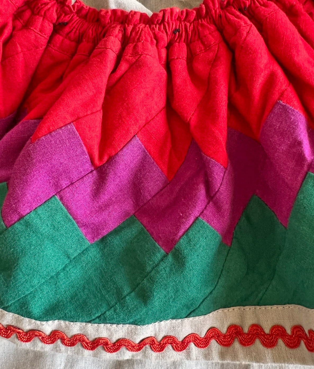 70s Patchwork Full Skirt &amp; Blouse 80s Vintage Seminole Style S/M Origins