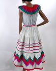 70s Patchwork Full Skirt & Blouse 80s Vintage Seminole Style S/M Origins