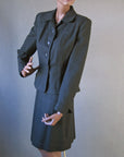 50s Vintage Women's Suit Set Jacket Skirt Nip Waist Fit & Flare Medium VFG Pacific Mills Charcoal Gray