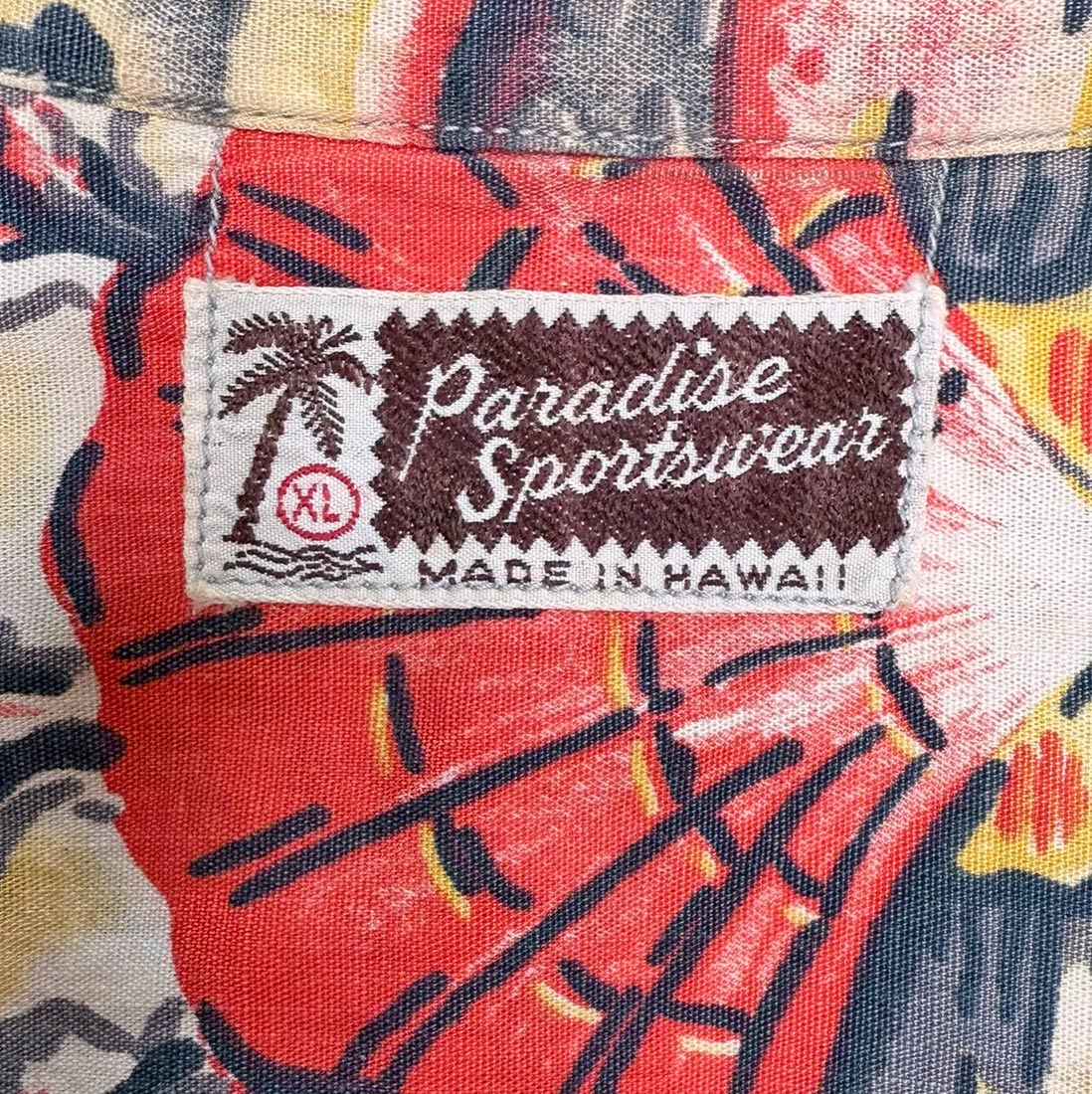 Vintage 50s Hawaiian Shirt Seahorse Novelty Print Men's XL Paradise Sportswear VFG