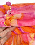 70s Maxi Dress Psychedelic Melting Print Vintage Chiffon Capelet Paula Brooks VFG