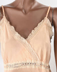 40s Vintage Full Slip Lace Trim Women's Medium Peach Rayon VFG