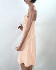 40s Vintage Full Slip Lace Trim Women's Medium Peach Rayon VFG